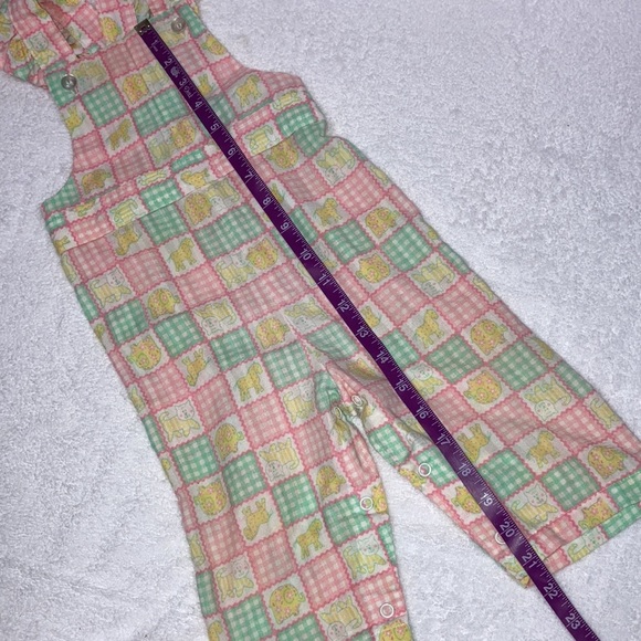 Vintage Healthtex patchwork print ruffle strap overalls 18m - Picture 4 of 7